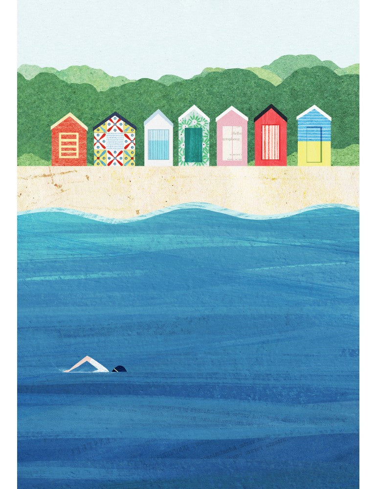 Affisch - Beach Huts Pelcasa 21x30