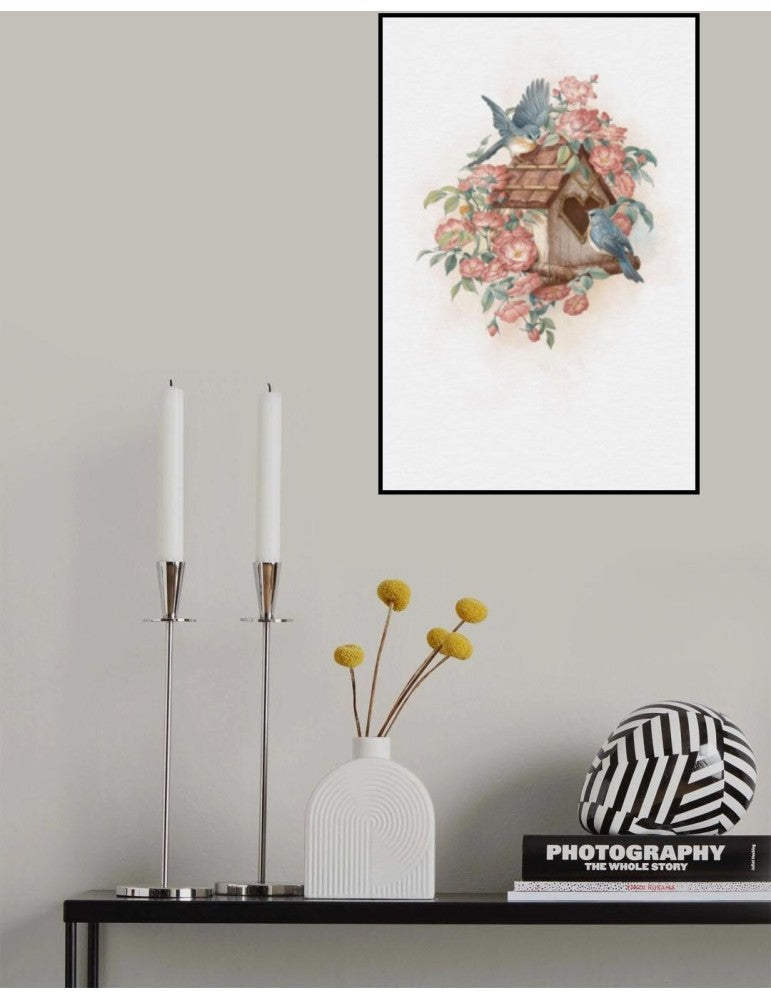 Affisch - Bird House And Rose Pelcasa