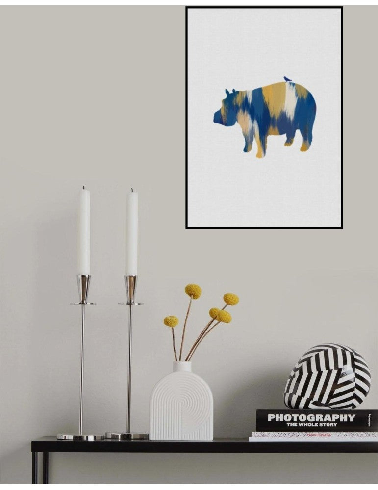 Affisch - Blue A Yellow Hippo Pelcasa