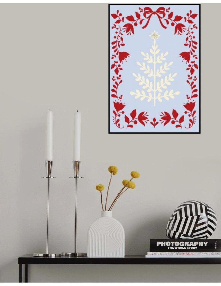 Affisch - Christmas Tree Blue And Red Pelcasa