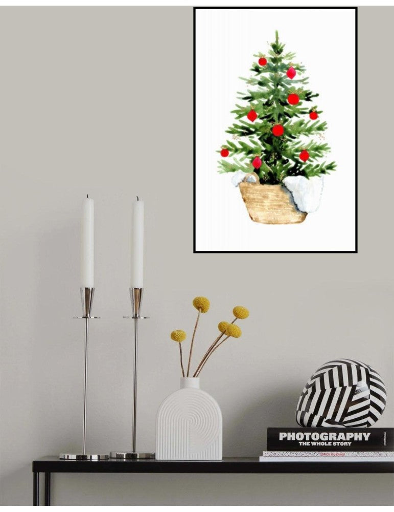 Affisch - Cozy Watercolor Christmas Tree Pelcasa