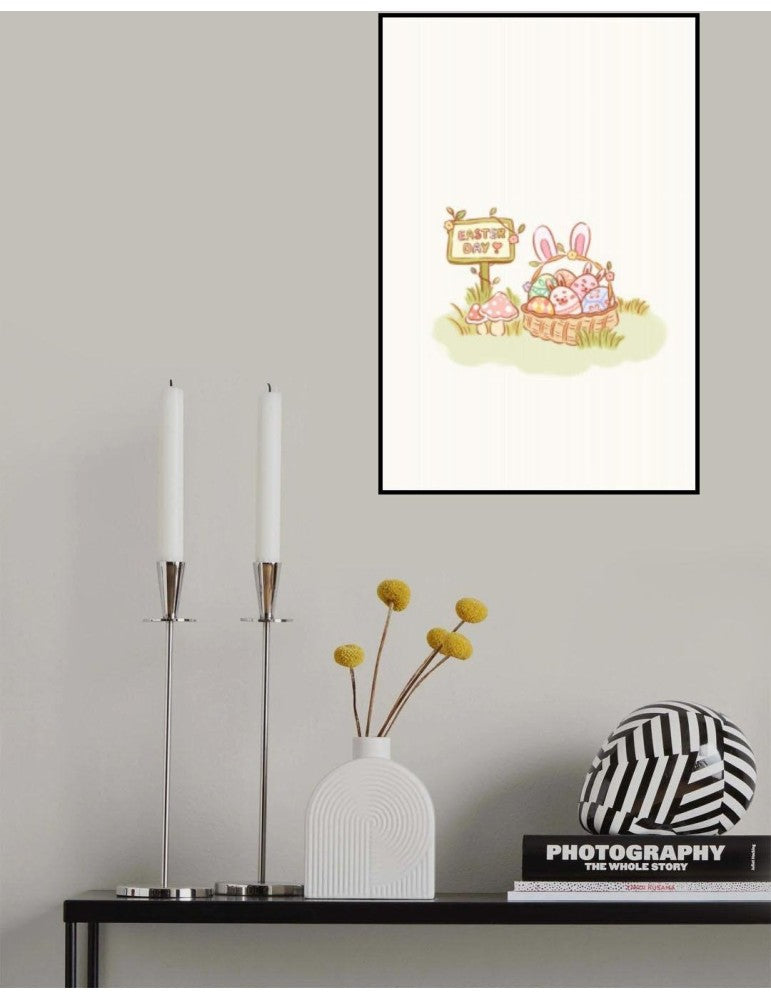 Affisch - Cute Yellow Bunny Chubby Easter Eggs Pelcasa