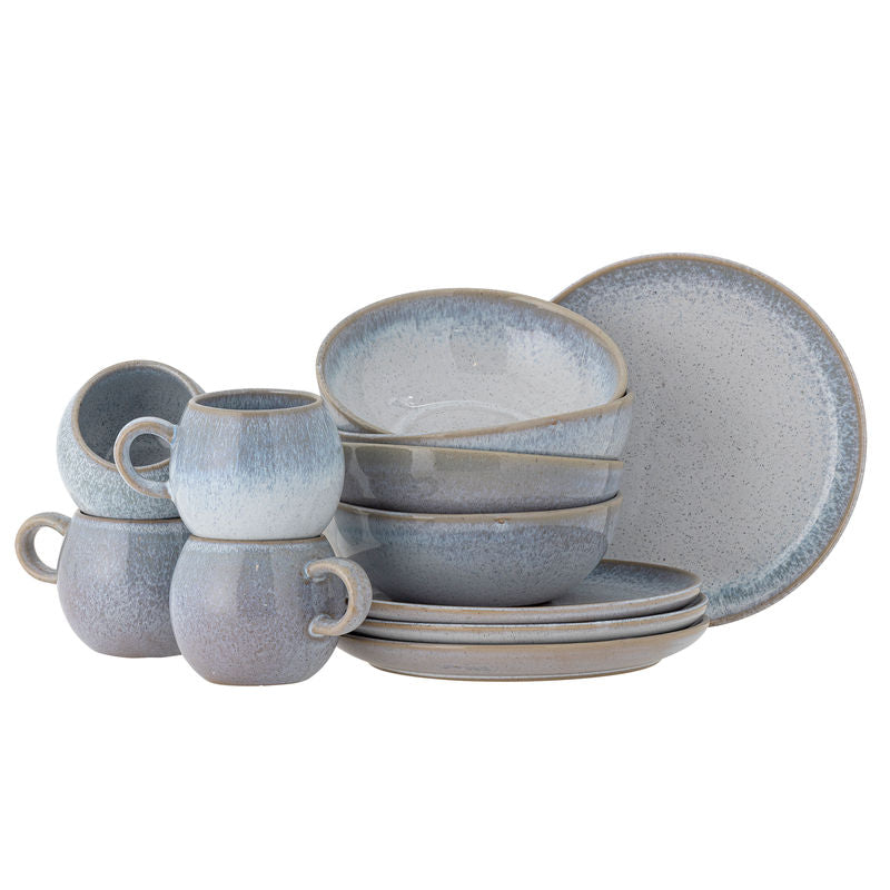 Bloomingville Paula Breakfast Set, Blue, Stoneware Bloomingville