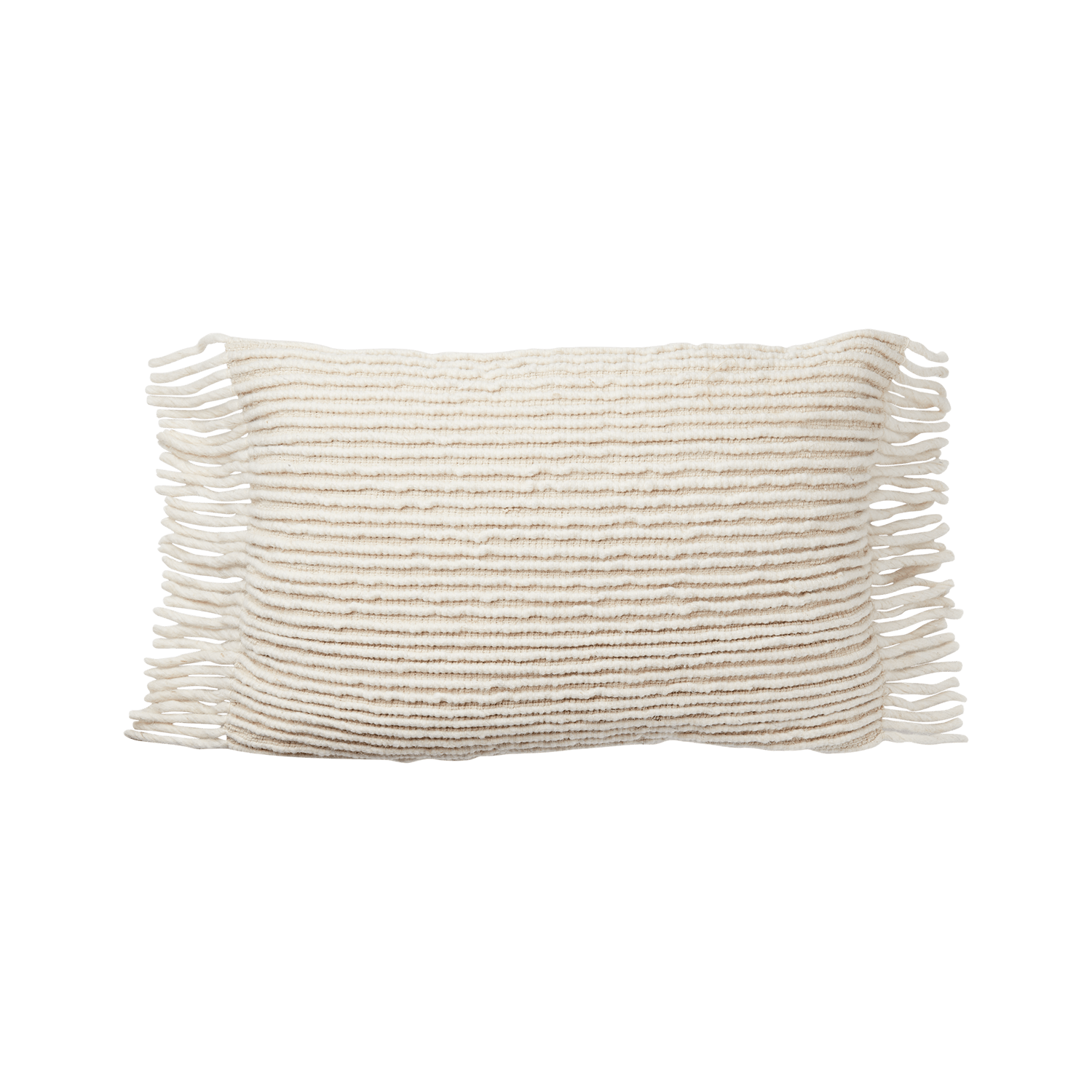 VENDELA kuddfodral i elfenben med struktur och fransar