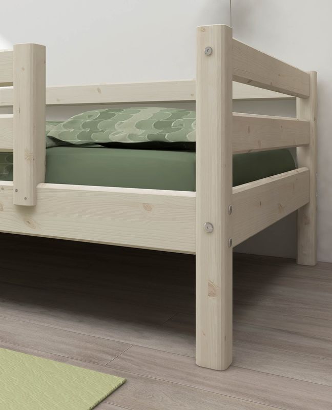 Classic enkelsäng med säkerhetsräcke - Furu FLEXA