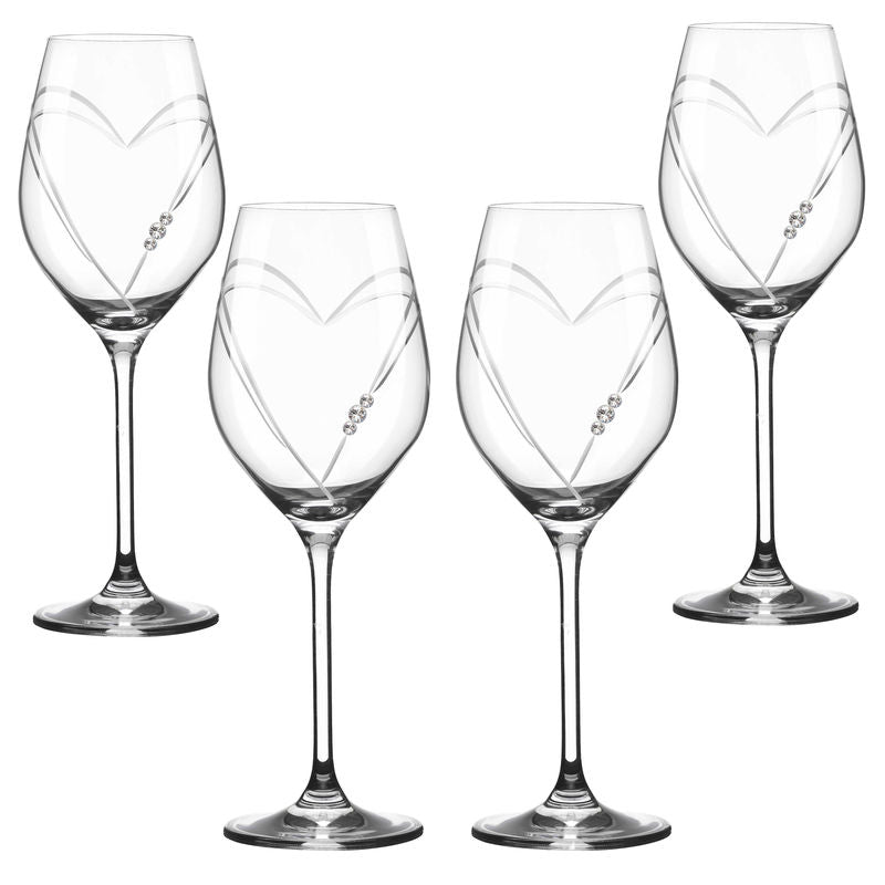 Two Hearts Vitvinsglas med Swarovski-kristaller - 4 st MATRIVO