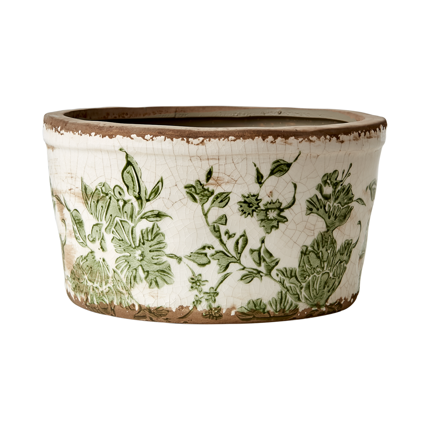 VICTORIA Kruka S, Vit/grön i stengods Affari of Sweden