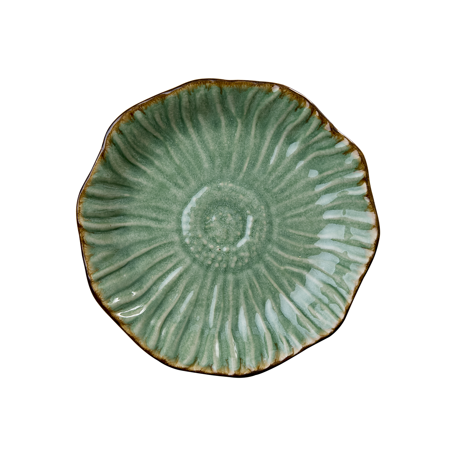 HANNA grön tallrik i stengods med vågig kant