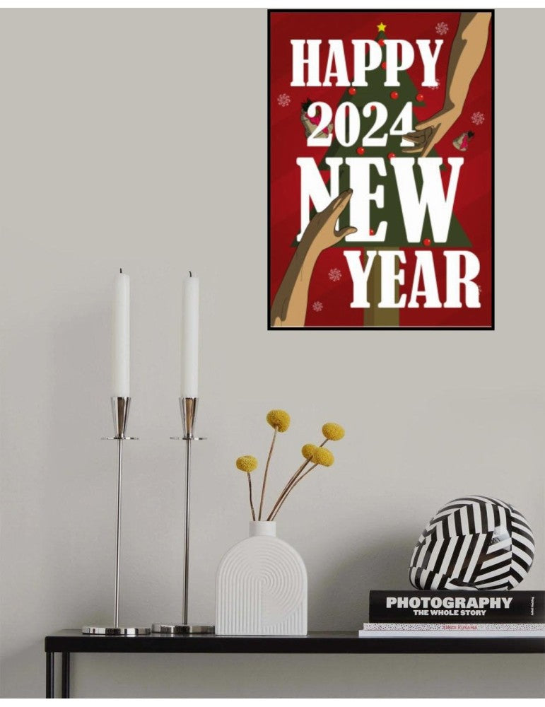 Affisch - Happy 2024 New Year Pelcasa 21x30 cm
