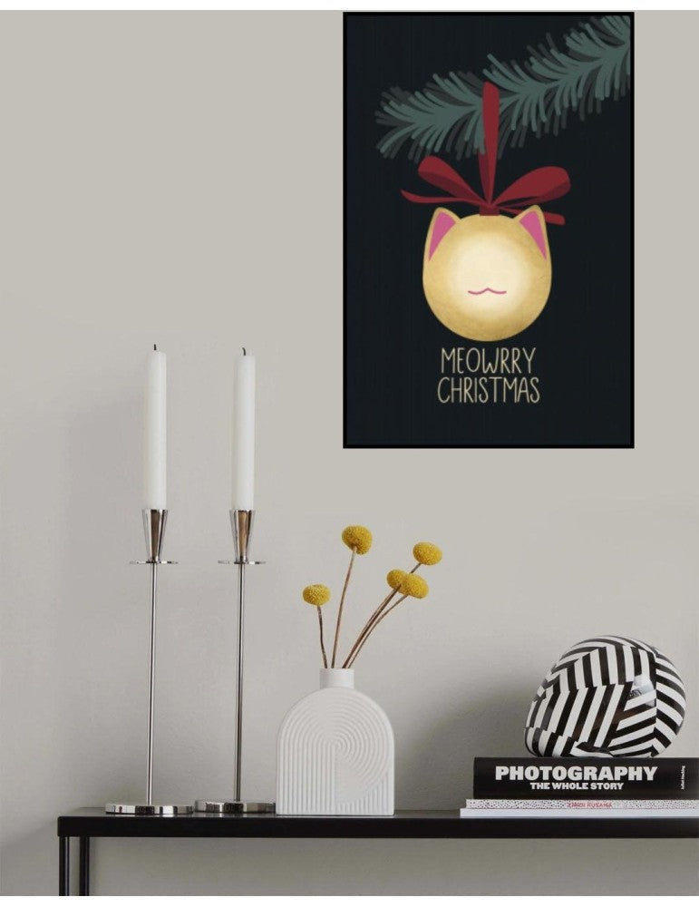 Affisch - Meowrry Christmas Bauble (Svart / Guld) Pelcasa 21x30 cm