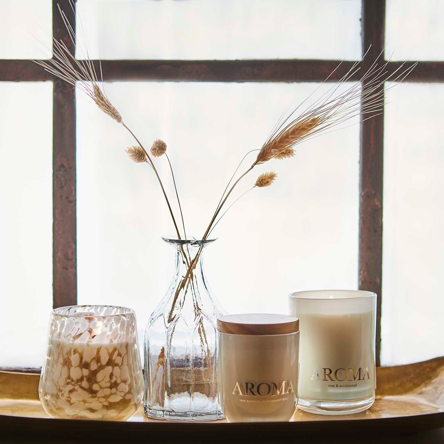 AROMA Doftljus M Rose & sandalwood, Brun/vit Affari of Sweden