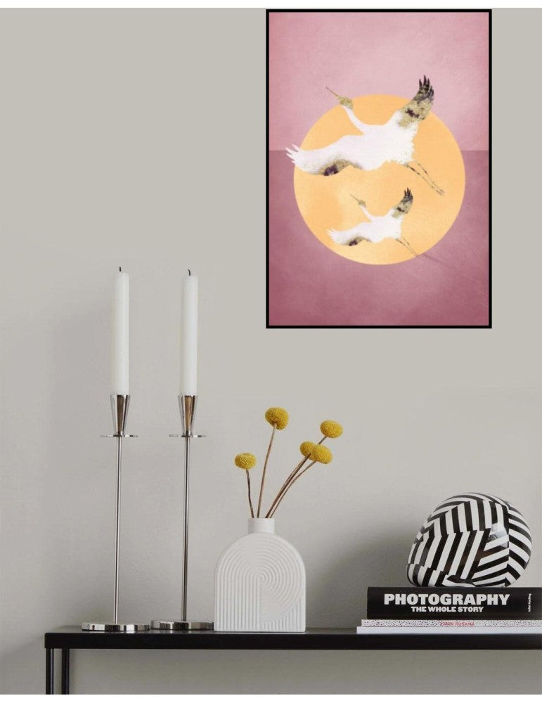 Affisch - Pink Gold Crane Pelcasa