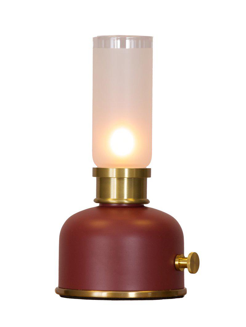 Uppladdningsbar bordslampa Frida mörkröd/mässing 22 cm – PR Home