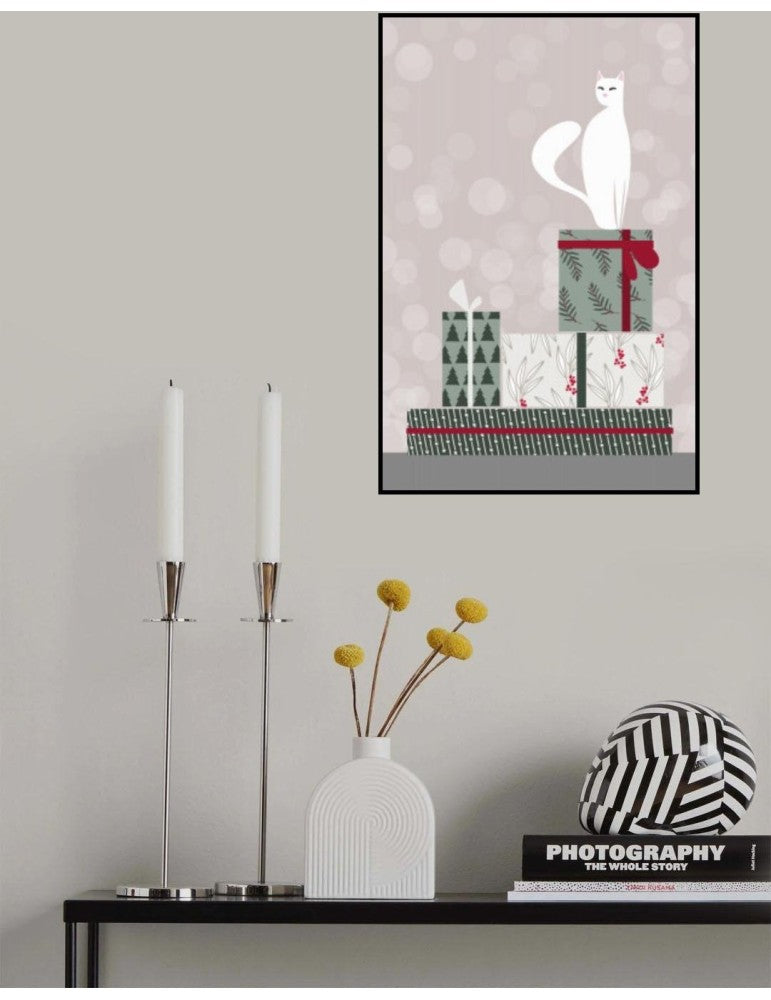 Affisch - Retro Cat And Gifts Pelcasa