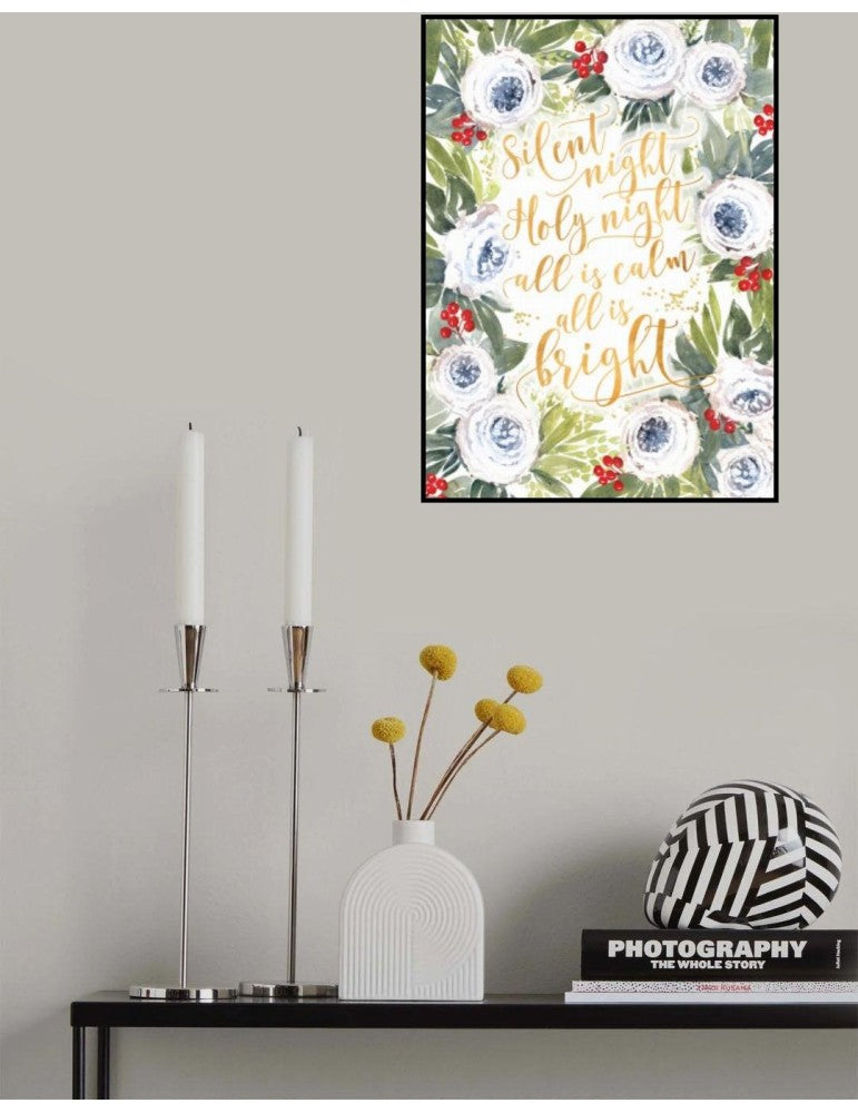 Affisch - Silent Night Roses And Holiday Berries Pelcasa 21x30 cm