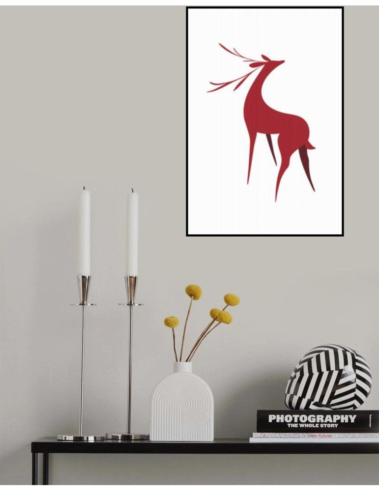 Affisch - Stylized Retro Deer (Röd) Pelcasa 21x30 cm