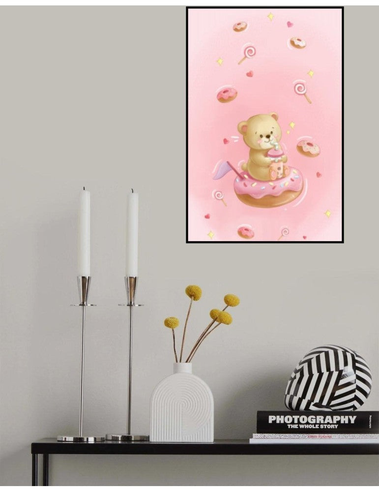 Affisch - Teddy Bear And Donut Cake Pelcasa