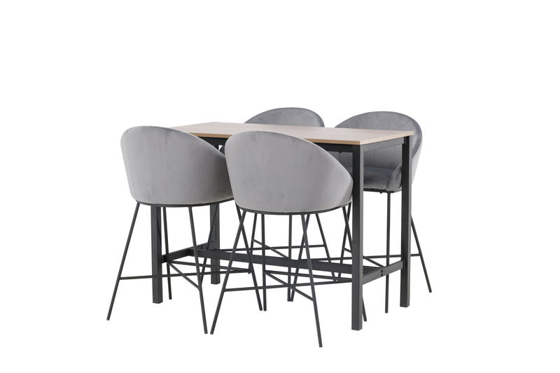 Camden Barbord + 4 Velvet Bar Chair - Svart / Mörkgrå sammet Matbord Venture Home
