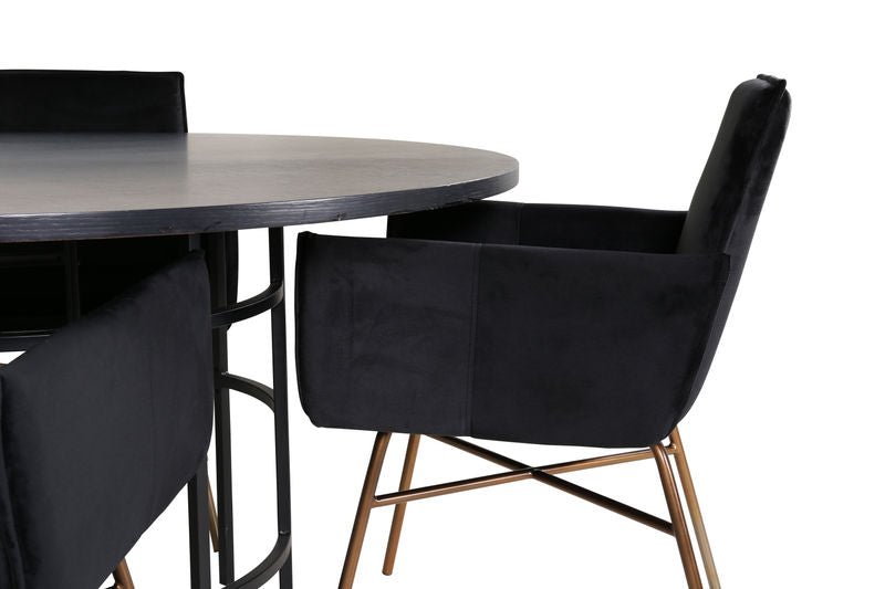 Köpenhamn - Matbord runt - Svart / Svart+Petra Stol - Distressed Copper / Black Velvet Matbord Venture Home