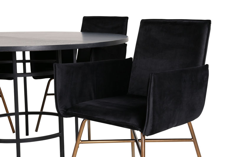 Köpenhamn - Matbord runt - Svart / Svart+Petra Stol - Distressed Copper / Black Velvet Matbord Venture Home