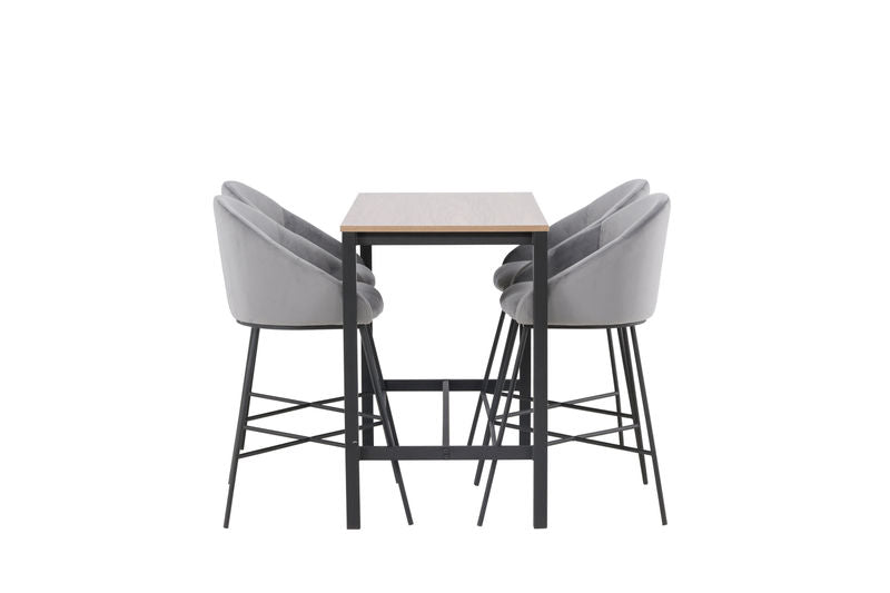 Camden Barbord + 4 Velvet Bar Chair - Svart / Mörkgrå sammet Matbord Venture Home