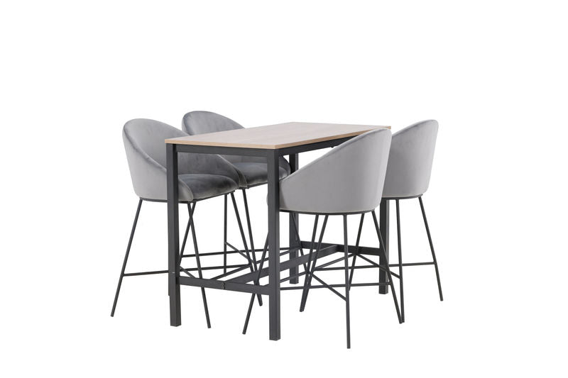Camden Barbord + 4 Velvet Bar Chair - Svart / Mörkgrå sammet Matbord Venture Home