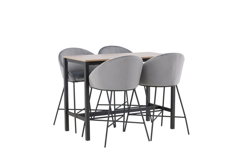 Camden Barbord + 4 Velvet Bar Chair - Svart / Mörkgrå sammet Matbord Venture Home