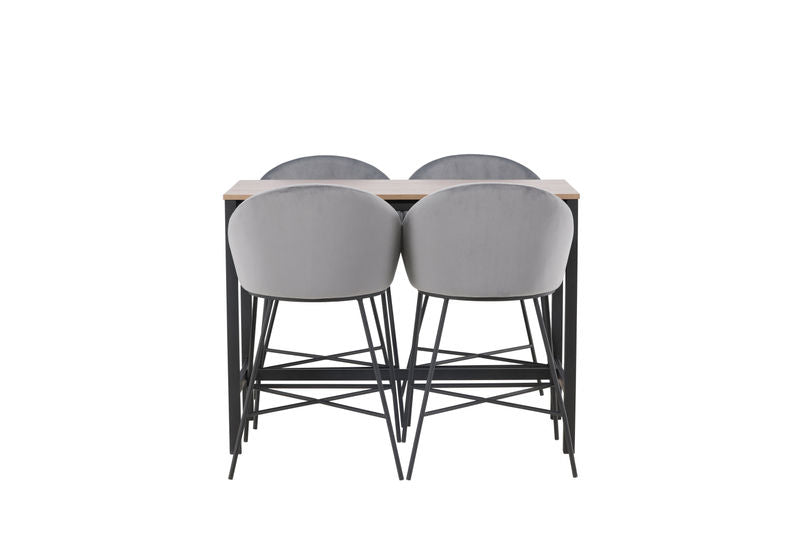 Camden Barbord + 4 Velvet Bar Chair - Svart / Mörkgrå sammet Matbord Venture Home