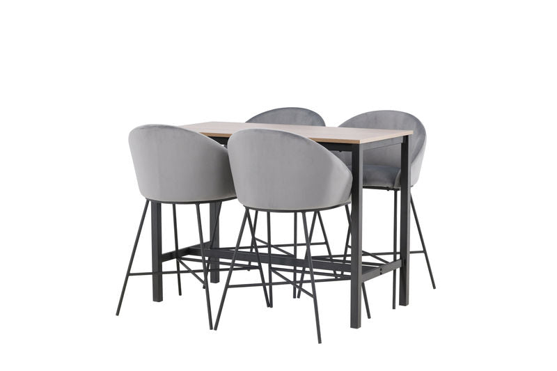 Camden Barbord + 4 Velvet Bar Chair - Svart / Mörkgrå sammet Matbord Venture Home