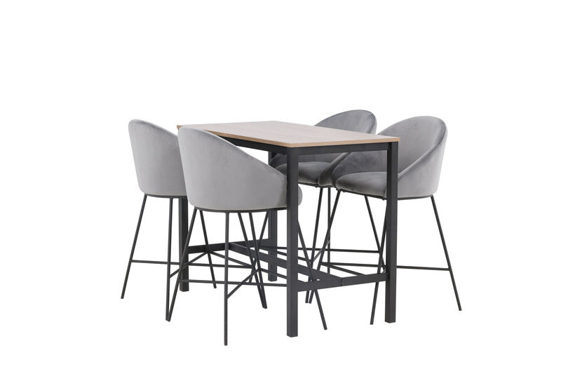 Camden Barbord + 4 Velvet Bar Chair - Svart / Mörkgrå sammet Matbord Venture Home