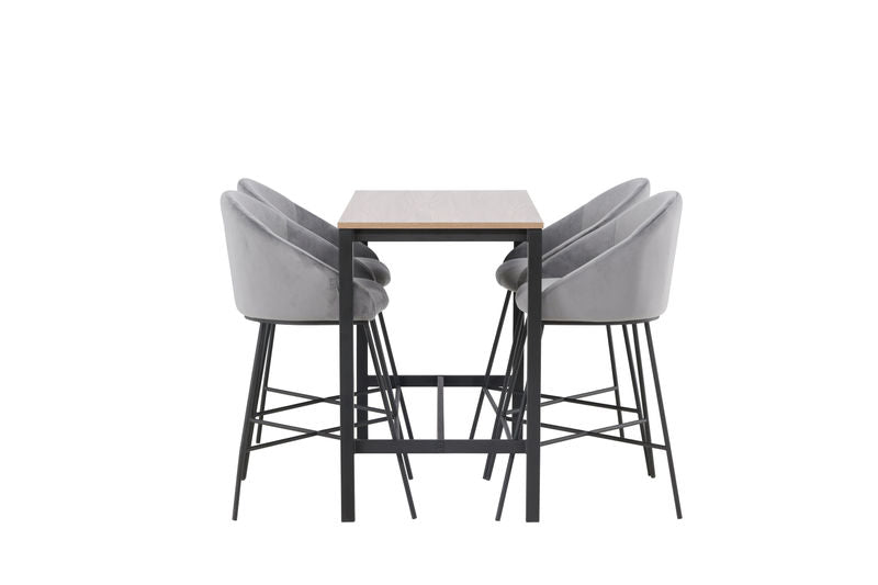 Camden Barbord + 4 Velvet Bar Chair - Svart / Mörkgrå sammet Matbord Venture Home