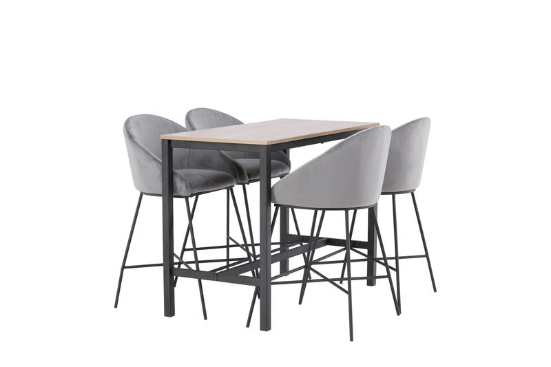 Camden Barbord + 4 Velvet Bar Chair - Svart / Mörkgrå sammet Matbord Venture Home