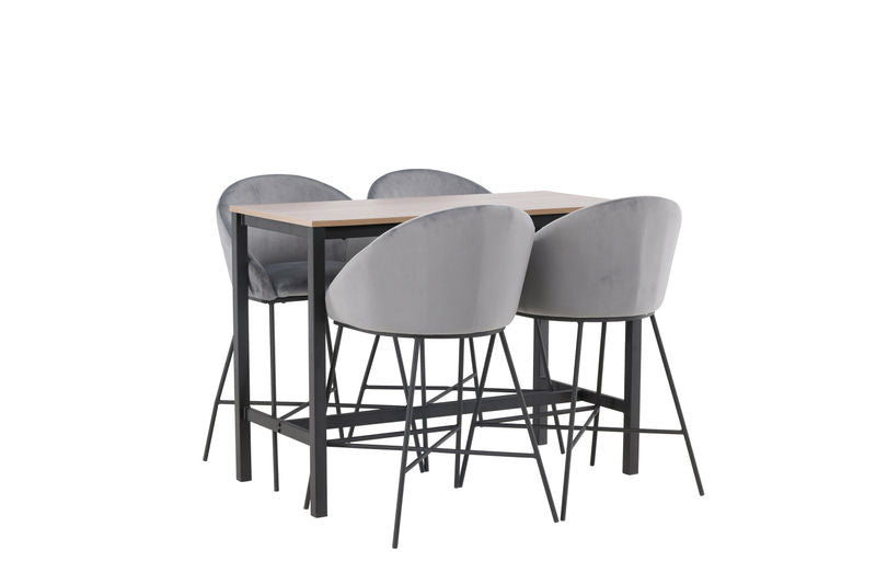 Camden Barbord + 4 Velvet Bar Chair - Svart / Mörkgrå sammet Matbord Venture Home