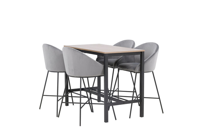 Camden Barbord + 4 Velvet Bar Chair - Svart / Mörkgrå sammet Matbord Venture Home