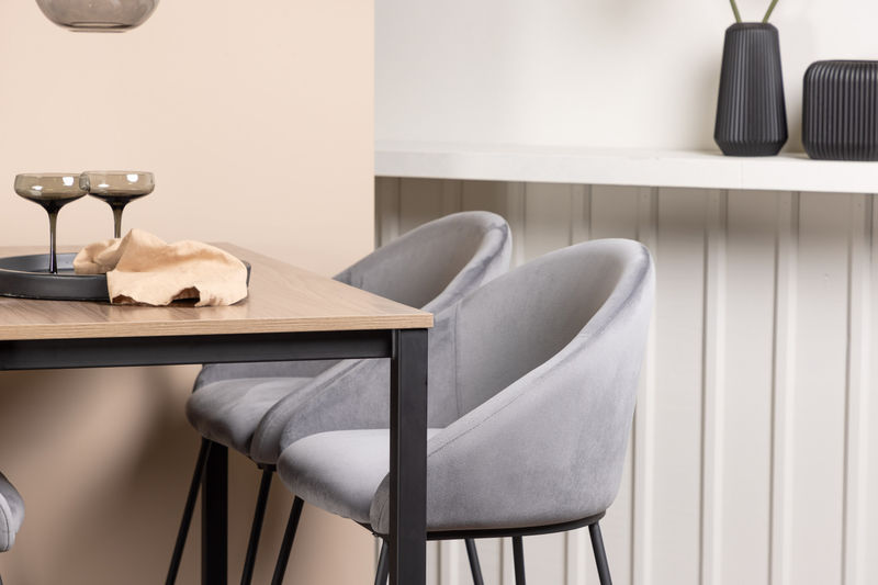 Camden Barbord + 4 Velvet Bar Chair - Svart / Mörkgrå sammet Matbord Venture Home