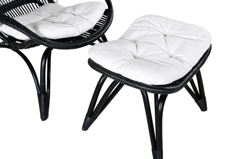 Ella Fåtölj - Rattan - Svart/Vit Venture Home