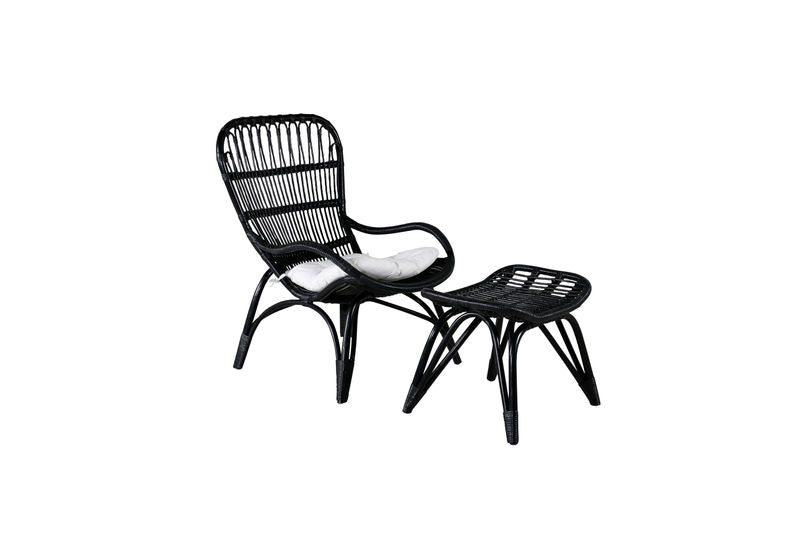 Ella Fåtölj - Rattan - Svart/Vit Venture Home