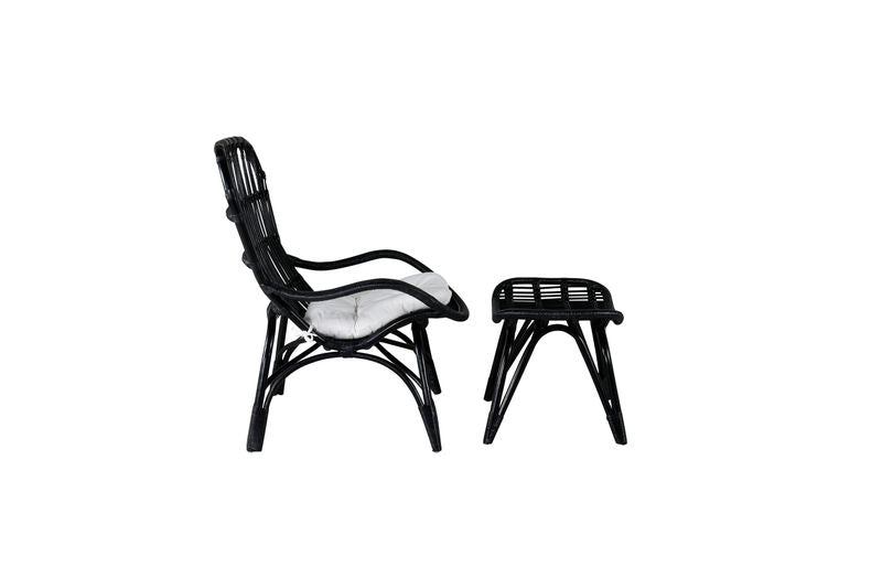 Ella Fåtölj - Rattan - Svart/Vit Venture Home