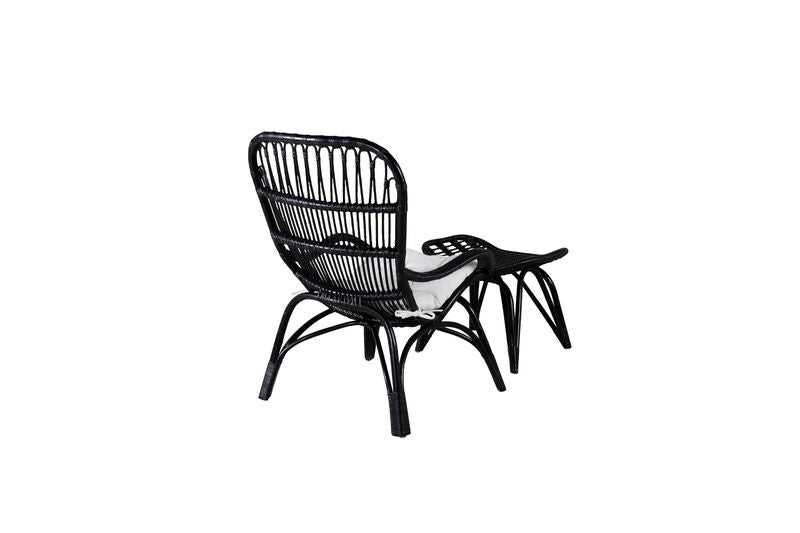 Ella Fåtölj - Rattan - Svart/Vit Venture Home