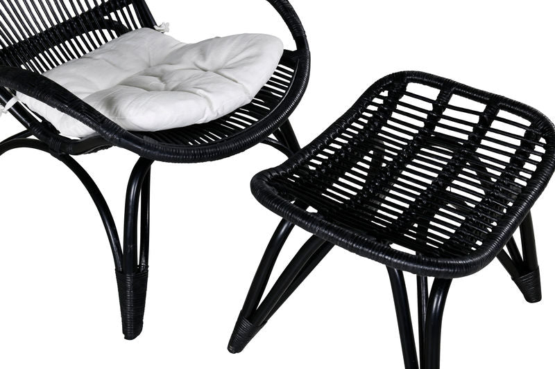 Ella Fåtölj - Rattan - Svart/Vit Venture Home