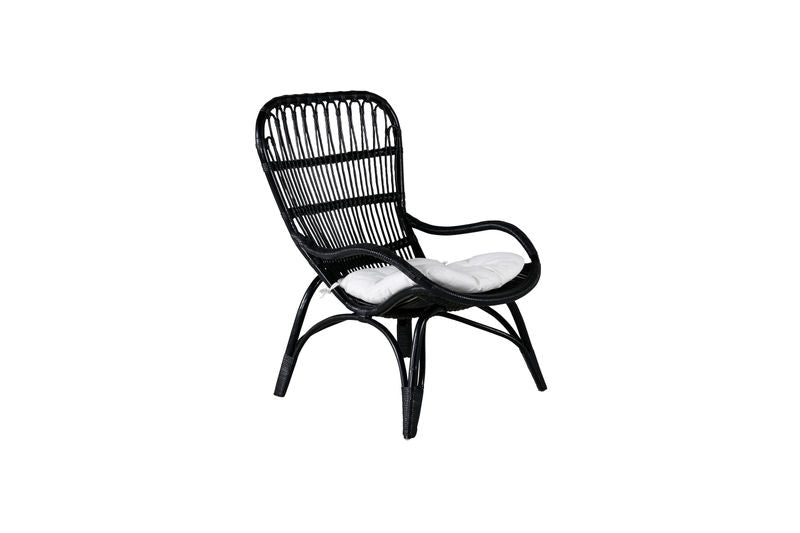 Ella Fåtölj - Rattan - Svart/Vit Venture Home