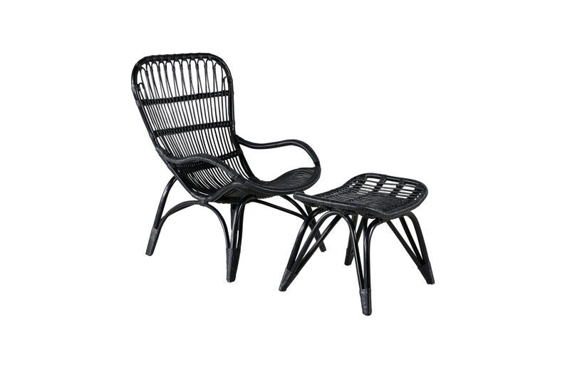 Ella Fåtölj - Rattan - Svart/Vit Venture Home
