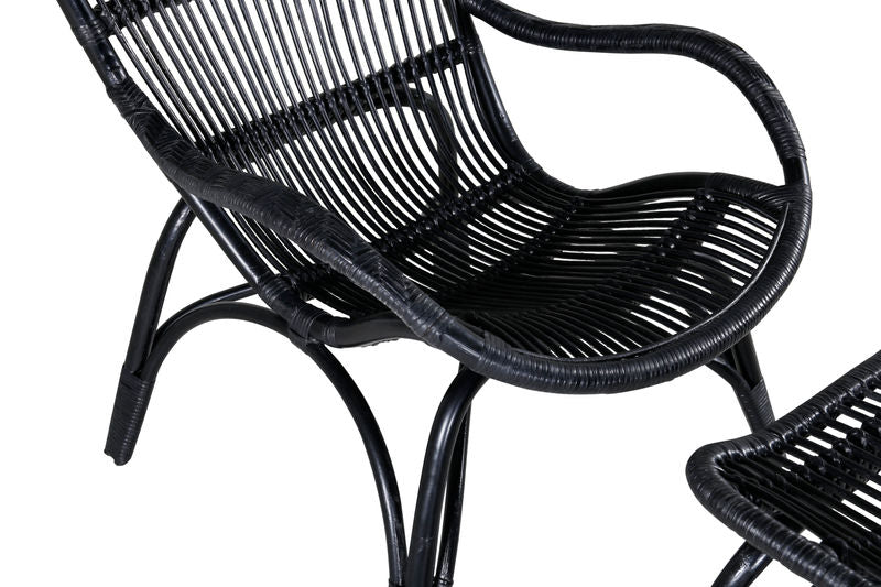 Ella Fåtölj - Rattan - Svart/Vit Venture Home