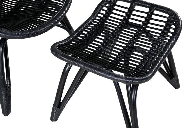 Ella Fåtölj - Rattan - Svart/Vit Venture Home