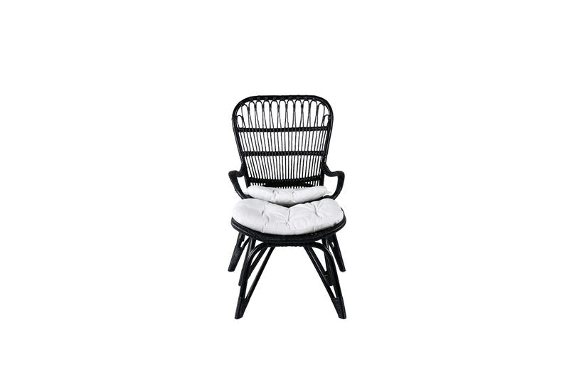 Ella Fåtölj - Rattan - Svart/Vit Venture Home