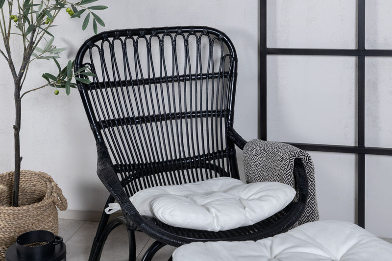 Ella Fåtölj - Rattan - Svart/Vit Venture Home