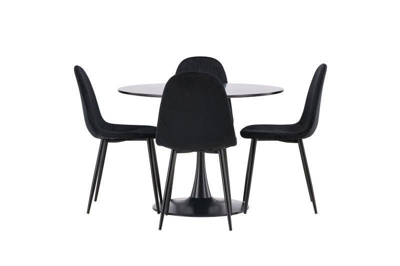 POLAR & GLADE Matstolar Svart 4 st + Matbord Svart Venture Home