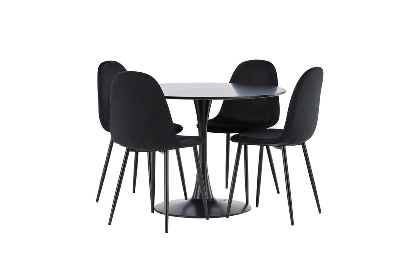 POLAR & GLADE Matstolar Svart 4 st + Matbord Svart Venture Home