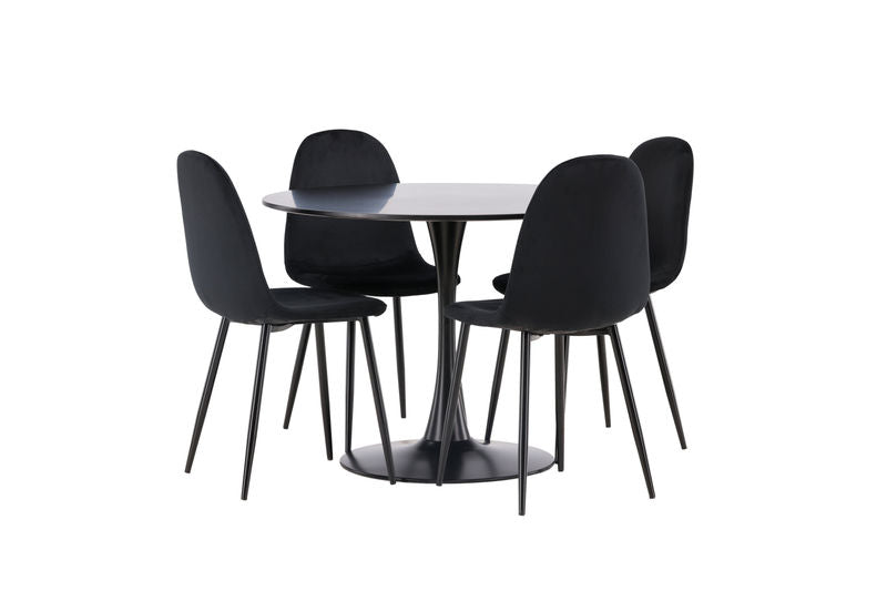 POLAR & GLADE Matstolar Svart 4 st + Matbord Svart Venture Home