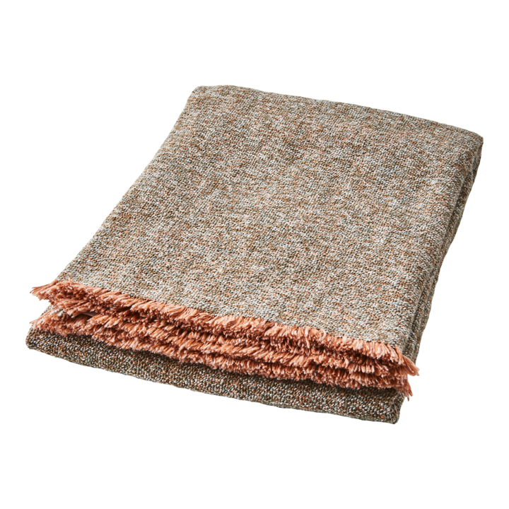 NINA Filt, Olivgrön/korall – längd: 180 cm, bredd: 130 cm
